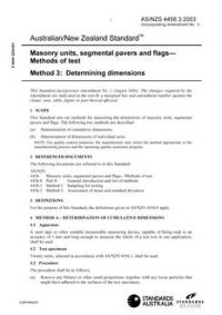 AS/NZS 4456.3: 09/25/2003 Masonry units, segmental pavers and flags – Methods of test, Method 3: Determining dimensions