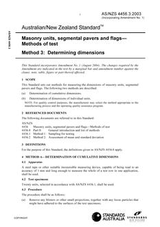 AS/NZS 4456.3: 09/25/2003 Masonry units, segmental pavers and flags – Methods of test, Method 3: Determining dimensions