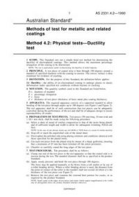 AS 2331.4.2: 03/11/1990 Methods of test for metallic and related coatings, Method 4.2: Physical tests – Ductility test