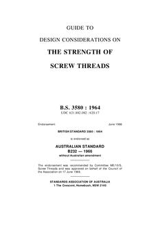AS B232: 01/01/1966 Guide to design considerations on the strength of screw threads
