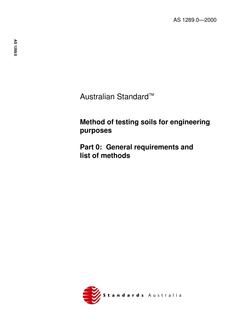 AS 1289.0: 01/01/2000 Methods of testing soils for engineering purposes, Part 0: General requirements and list of methods