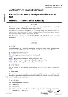 AS/NZS 4266.33: 03/26/2004 Reconstituted wood-based panels – Methods of test, Method 33: Veneer bond durability