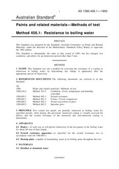 AS 1580.456.1: 01/01/1993 Paints and related materials – Methods of test – Resistance to boiling water