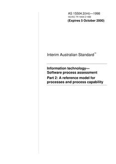 AS 15504.2(INT): 01/01/1998 Information technology – Software process assessment, Part 2: A reference model for processes and process capability