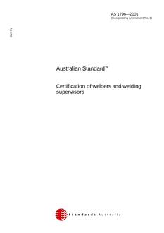 AS 1796: 08/01/2001 Certification of welders and welding supervisors
