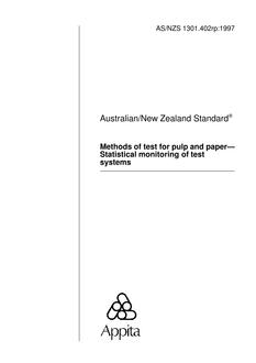 AS/NZS 1301.402RP: 01/05/1997 Methods of test for pulp and paper, Part 402RP: Statistical monitoring of test systems