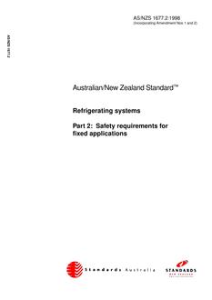 AS/NZS 1677.2: 01/05/1998 Refrigerating systems, Part 2: Safety requirements for fixed applications