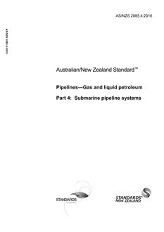 AS/NZS 2885.4: 12/23/2016 Pipelines – Gas and liquid petroleum, Part 4: Submarine Pipeline Systems