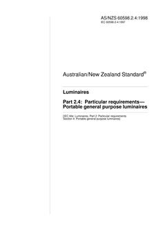 AS/NZS 60598.2.4: 03/05/1998 Luminaires, Part 2.4: Particular requirements – Portable general purpose luminaires