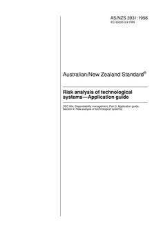 AS/NZS 3931: 04/05/1998 Risk analysis of technological systems – Application guide