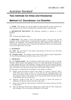 AS 4489.4.2: 09/05/1997 Test methods for limes and limestones, Method 4.2: Soundness – Le Chatelier