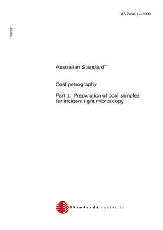 AS 2856.1: 04/13/2000 Coal petrography, Part 1: Preparation of coal samples for incident light microscopy
