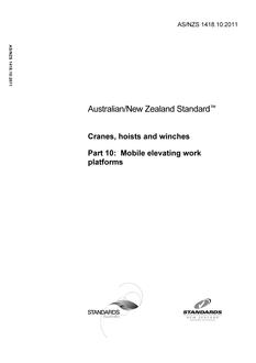 AS/NZS 1418.10: 05/25/2011 Cranes, hoists and winches, Part 10: Mobile elevating work platforms