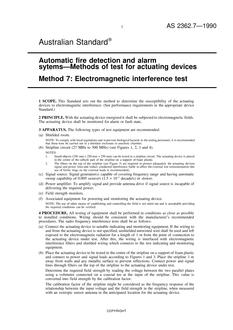 AS 2362.7: 08/05/1990 Automatic fire detection and alarm systems – Methods of test for actuating devices – Electromagnetic interference test