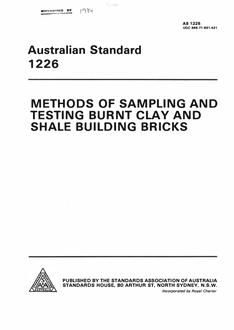 AS 1226.9: 01/01/1980 Methods of sampling and testing burnt clay and shale building bricks, Method 9: Method for determination of initial rate of absorption (suction)
