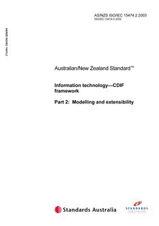 AS/NZS ISO/IEC 15474.2: 06/19/2003 Information technology – CDIF framework, Part 2: Modelling and extensibility