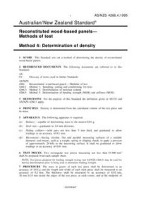 AS/NZS 4266.4: 04/05/1995 Reconstituted wood-based panels – Methods of test, Method 4: Determination of density