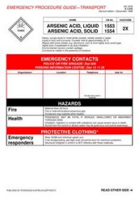 AS 1678.6.1.010: 01/01/1998 Emergency procedure guide – Transport – Arsenic acid, liquid; arsenic acid, solid