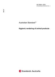 AS 5008: 01/01/2001 Hygienic rendering of animal products