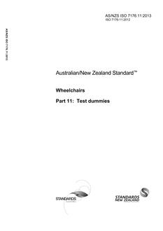 AS/NZS ISO 7176.11: 08/30/2013 Wheelchairs, Part 11: Test dummies