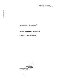 AS 5044.2: 06/30/2010 AGLS Metadata Standard, Part 2: Usage guide
