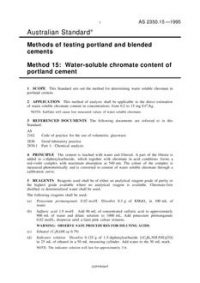 AS 2350.15: 02/05/1995 Methods of testing portland and blended cements, Method 15: Water-soluble chromate content of portland cement