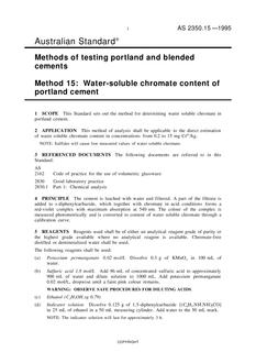 AS 2350.15: 02/05/1995 Methods of testing portland and blended cements, Method 15: Water-soluble chromate content of portland cement