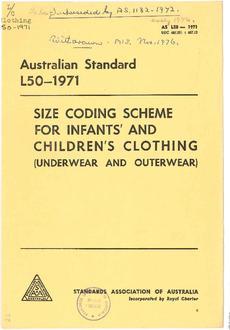 AS L50: 01/01/1971 Size coding scheme for infants’ and children’s clothing (underwear and outerwear)