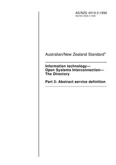 AS/NZS 4019.3: 05/05/1996 Information technology – Open Systems Interconnection – The Directory, Part 3: Abstract service definition