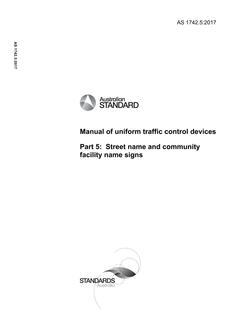 AS 1742.5: 05/10/2017 Manual of uniform traffic control devices, Part 5: Street name and community facility name signs