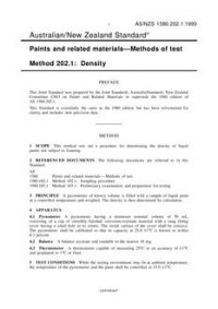 AS/NZS 1580.202.1: 09/05/1995 Paints and related materials – Methods of test, Method 202.1: Density
