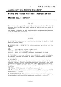 AS/NZS 1580.202.1: 09/05/1995 Paints and related materials – Methods of test, Method 202.1: Density