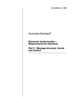 AS 2805.2: 01/01/1997 Electronic funds transfer – Requirements for interfaces – Message structure, format and content