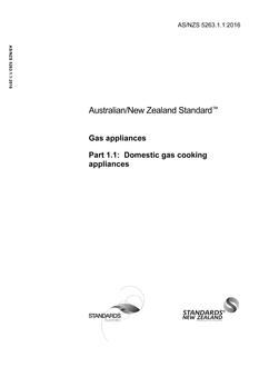 AS/NZS 5263.1.1: 02/11/2016 Gas appliances, Part 1.1: Domestic gas cooking appliances