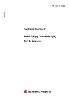 AS 5023.2: 05/08/2003 Health Supply Chain Messaging, Part 2: Datasets