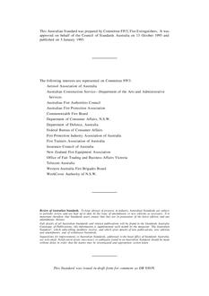 AS 1851.1: 01/01/1995 Maintenance of fire protection equipment – Portable fire extinguishers and fire blankets