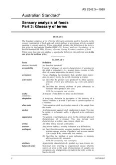AS 2542.3: 10/12/1989 Sensory analysis of foods – Glossary of terms AS 2542.3: 10/12/1989 Sensory analysis of foods – Glossary of terms