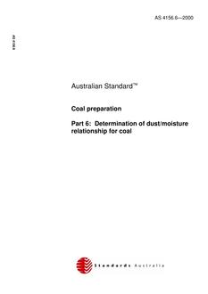 AS 4156.6: 08/22/2000 Coal preparation, Part 6: Determination of dust/moisture relationship for coal
