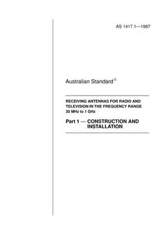AS 1417.1: 12/31/1986 Receiving antennas for radio and television in the frequency range 30 MHz to 1 GHz – Construction and installation