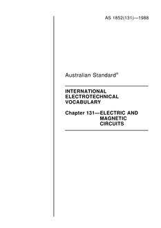 AS 1852.131: 12/31/1987 International electrotechnical vocabulary – Electric and magnetic circuits