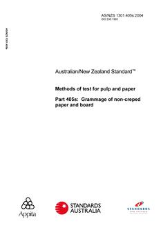 AS/NZS 1301.405S: 03/12/2004 Methods of test for pulp and paper, Part 405S: Grammage of non-creped paper and board