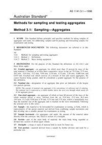 AS 1141.3.1: 01/01/1996 Methods for sampling and testing aggregates, Method 3.1: Sampling – Aggregates