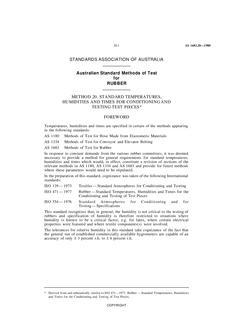 AS 1683.20: 12/31/1979 Methods of test for rubber, Method 20: Standard temperatures, humidities and times for conditioning and testing test pieces