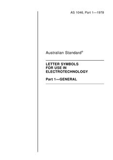 AS 1046.1: 12/01/1978 Letter symbols for use in electrotechnology, Part 1: General