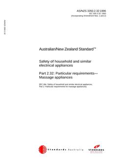 AS/NZS 3350.2.32: 10/05/1996 Safety of household and similar electrical appliances, Part 2.32: Particular requirements – Massage appliances