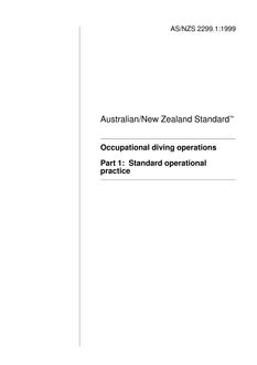 AS/NZS 2299.1: 03/05/1999 Occupational diving operations, Part 1: Standard operational practice