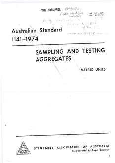 AS 1141: 11/01/1974 Methods for sampling and testing aggregates