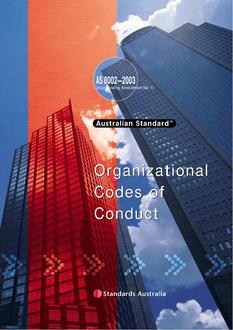 AS 8002: 01/01/2003 Corporate governance – Organizational codes of conduct