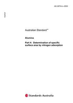 AS 2879.4: 01/01/2003 Alumina – Determination of specific surface area by nitrogen adsorption