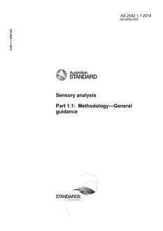 AS 2542.1.1: 12/17/2014 Sensory analysis, Part 1.1: Methodology – General guidance
